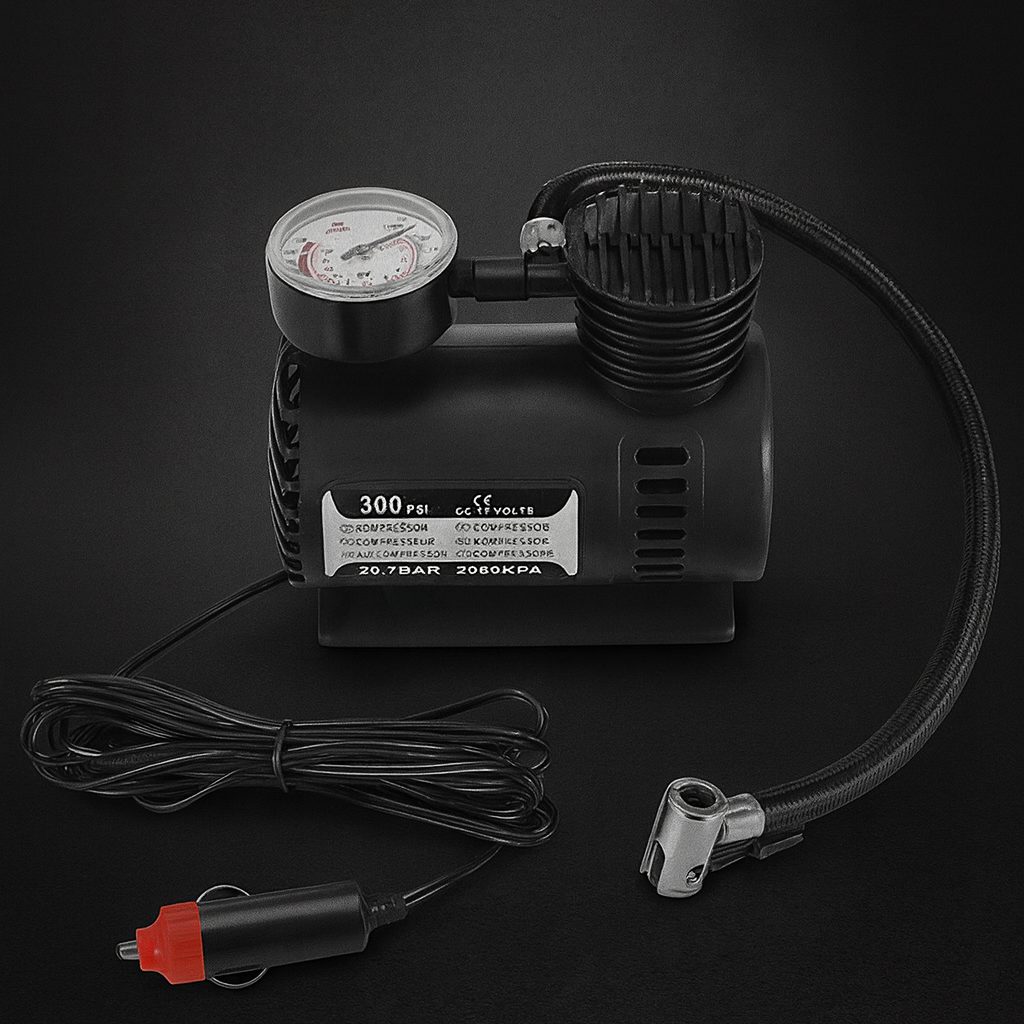 Compresor de Aire Portátil 300 PSI Forjato – Infla Neumáticos Rápido, Compacto y Multiuso 12V