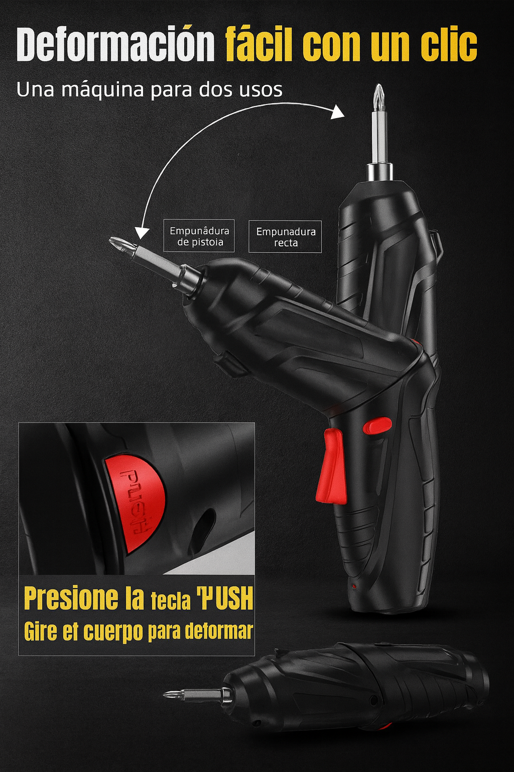 Destornillador Inalámbrico 4.8V con 47 Piezas – Herramienta Versátil para Todo Tipo de Trabajos
