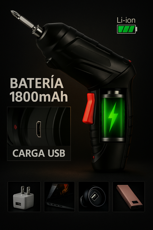 Destornillador Inalámbrico 4.8V con 47 Piezas – Herramienta Versátil para Todo Tipo de Trabajos